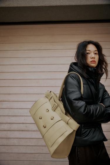 벨트 레더 시티백 - Zara 베이지