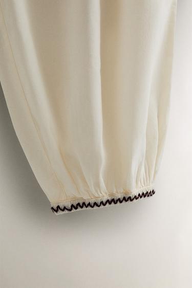 PANTALON FRONCÉ NOËL - Écru de Zara - Image 3