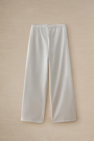 COTTON TROUSERS - White by Zara - Image 4