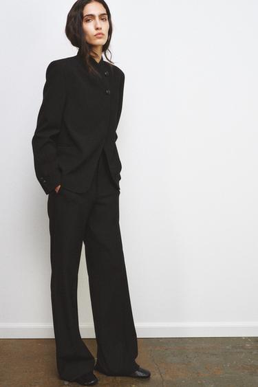 HIGH NECK BUTTONED BLAZER ZW COLLECTION - Black by Zara - Image 5