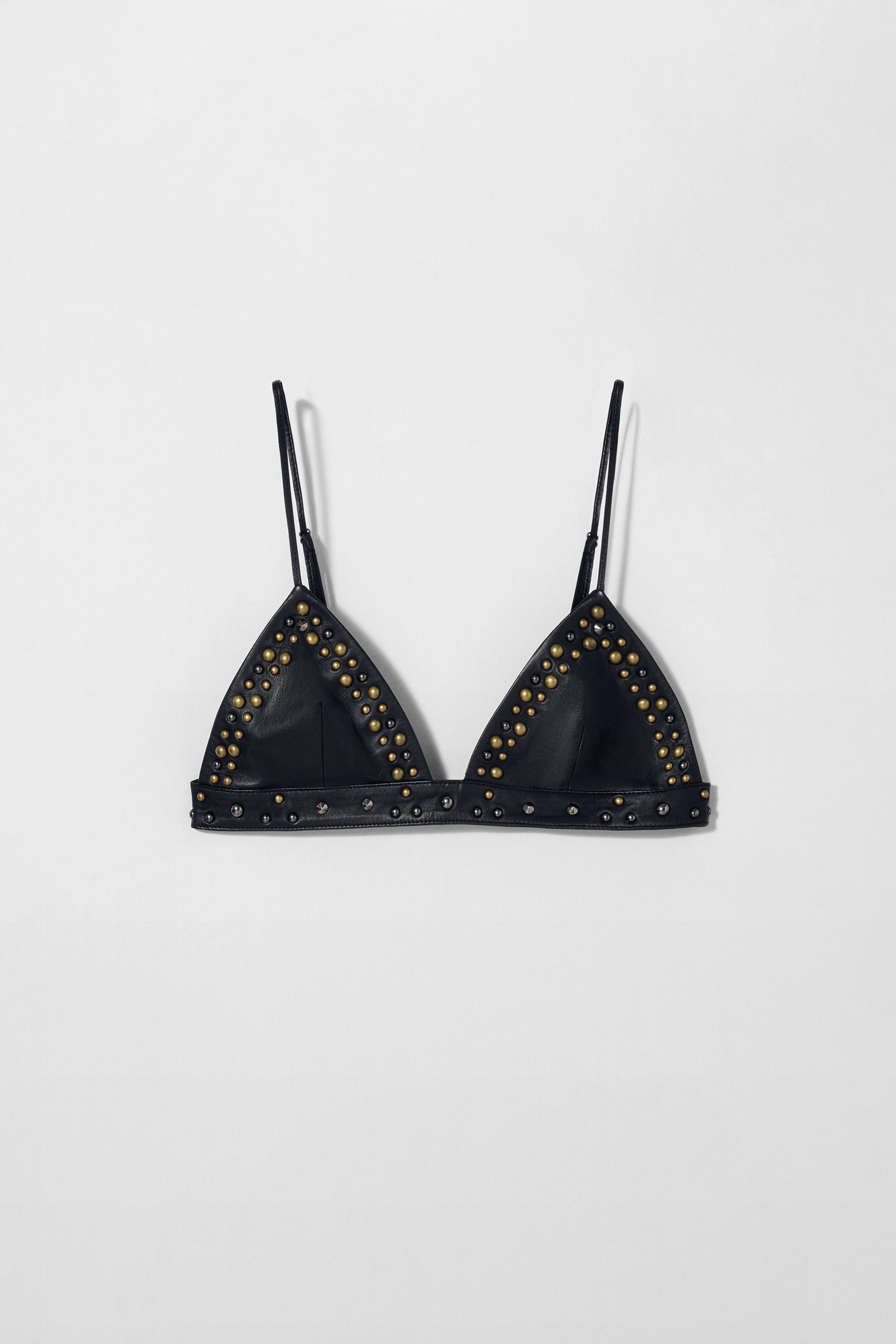 【ZARA×KateMoss】スタッズレザーブラ 6098/200/800 LEATHER STUDDED BRA KATE MOSS X ZARA - Black | ZARA United
