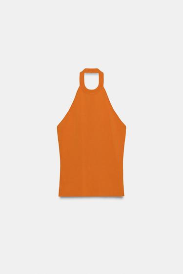 KNIT HALTER TOP - Orange by Zara
