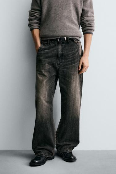 WIDE-LEG JEANS - Charcoal by Zara