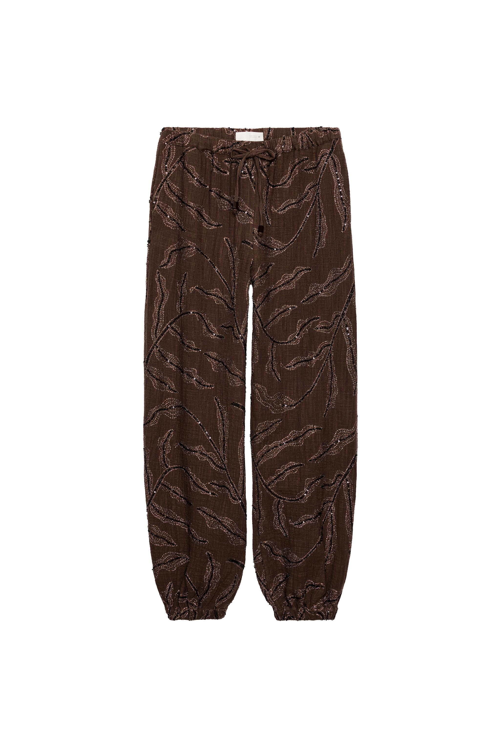 METALLIC THREAD SEQUIN BALLOON PANTS