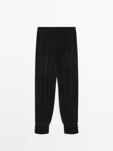 Pantalón bombacho terciopelo - STUDIO - Negro de Zara