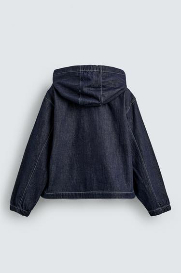HOODED DENIM JACKET WITH TOPSTITCHING - Indigo by Zara - Image 7