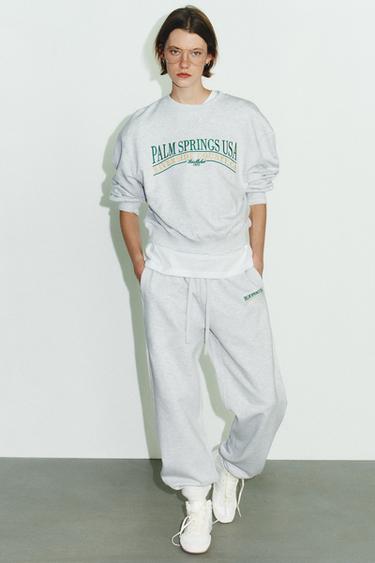 COTTON SLOGAN SWEATSHIRT - gråmeleret fra Zara - Billede 0