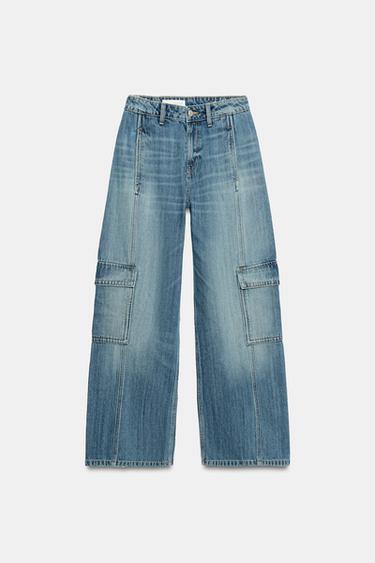 Zara TRF 中腰工裝牛仔褲 - 藍色 - 圖片 0
