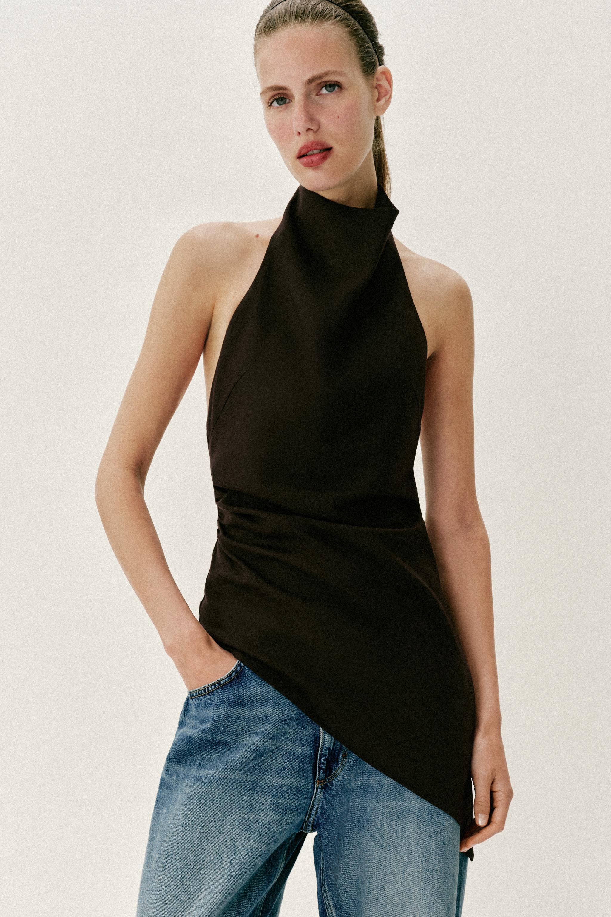 KETEN HALTER YAKA TOP - Görsel 2