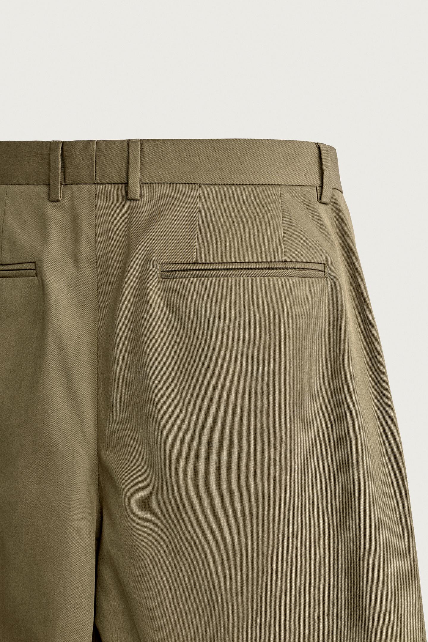 Мужские брюки Zara Straight-Fit, цвет: Хаки — фото 9
