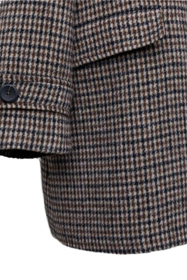 LONG CHECKED WOOL COAT - Brown by Zara