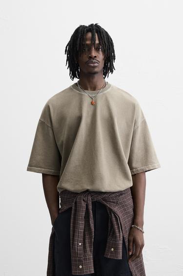 WASHED RELAXED FIT SWEATSHIRT - Dark khaki by Zara