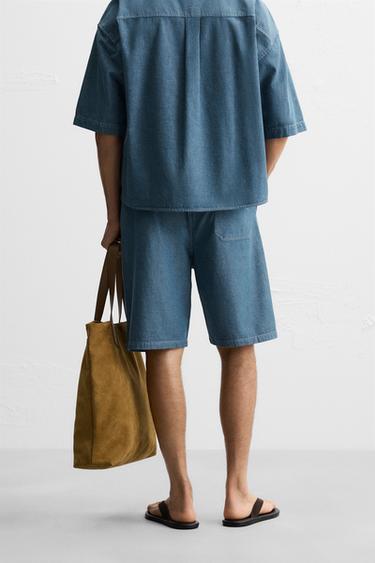 RELAXED FIT DENIM BERMUDA SHORTS - Blue / Green by Zara - Image 2