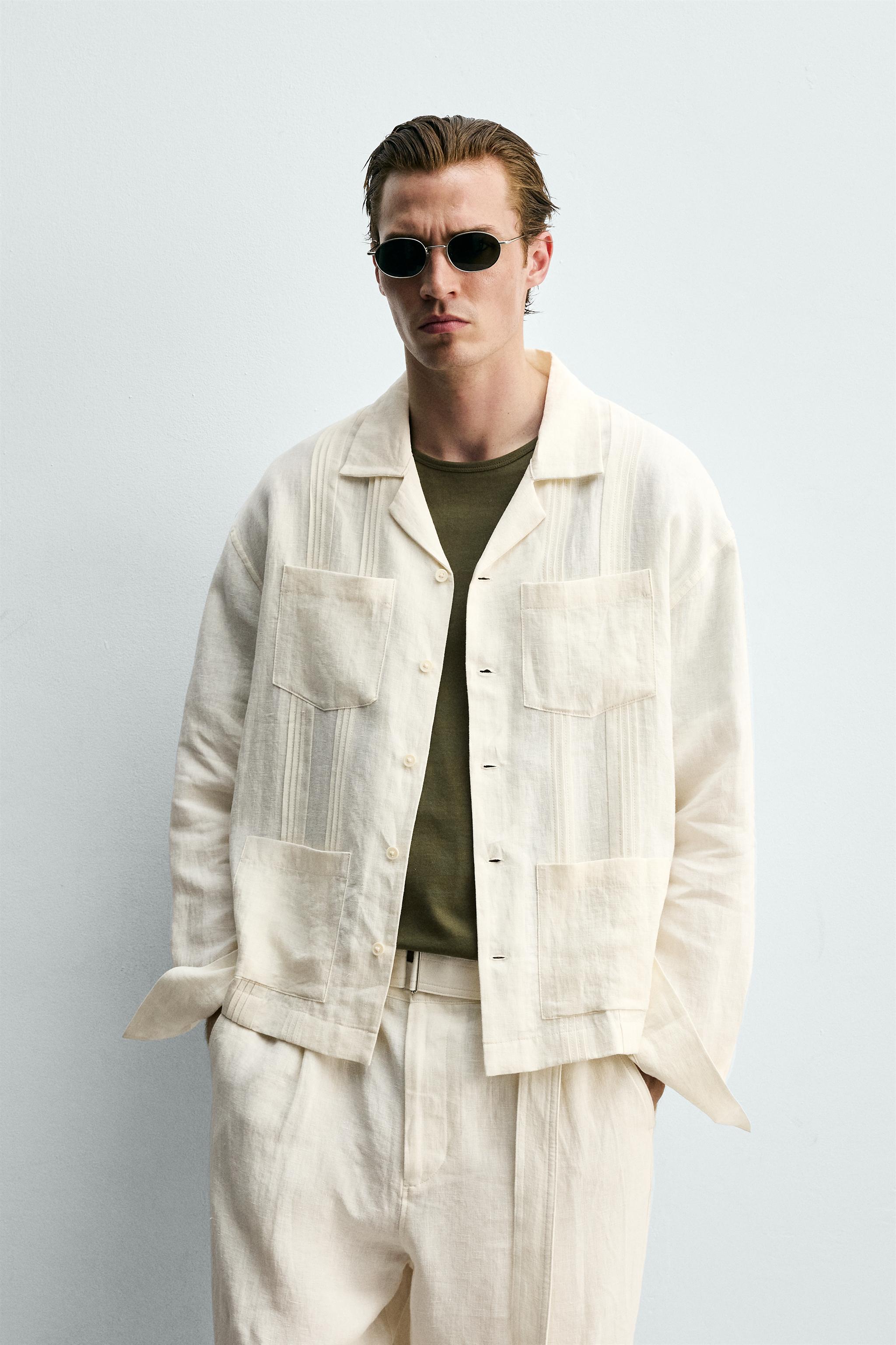 CHEMISE RELAXED FIT 100% LIN POCHES PLIS
