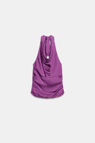 ТОП ХАЛЬТЕР ІЗ ЛЮВЕРСАМИ ТА СТРАЗАМИ - Пурпуровий Zara