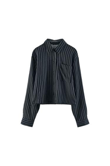 STRIPED PRINT SHIRT - Navy / White by Zara