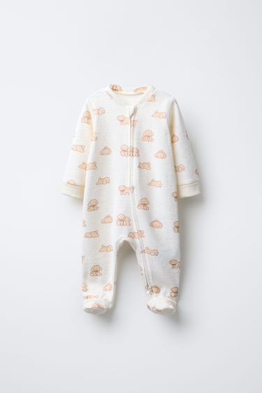 VELVET DOG PRINT SLEEPSUIT - camel by Zara