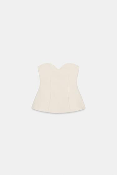 Zara STRAPLESS TOP - Ecru