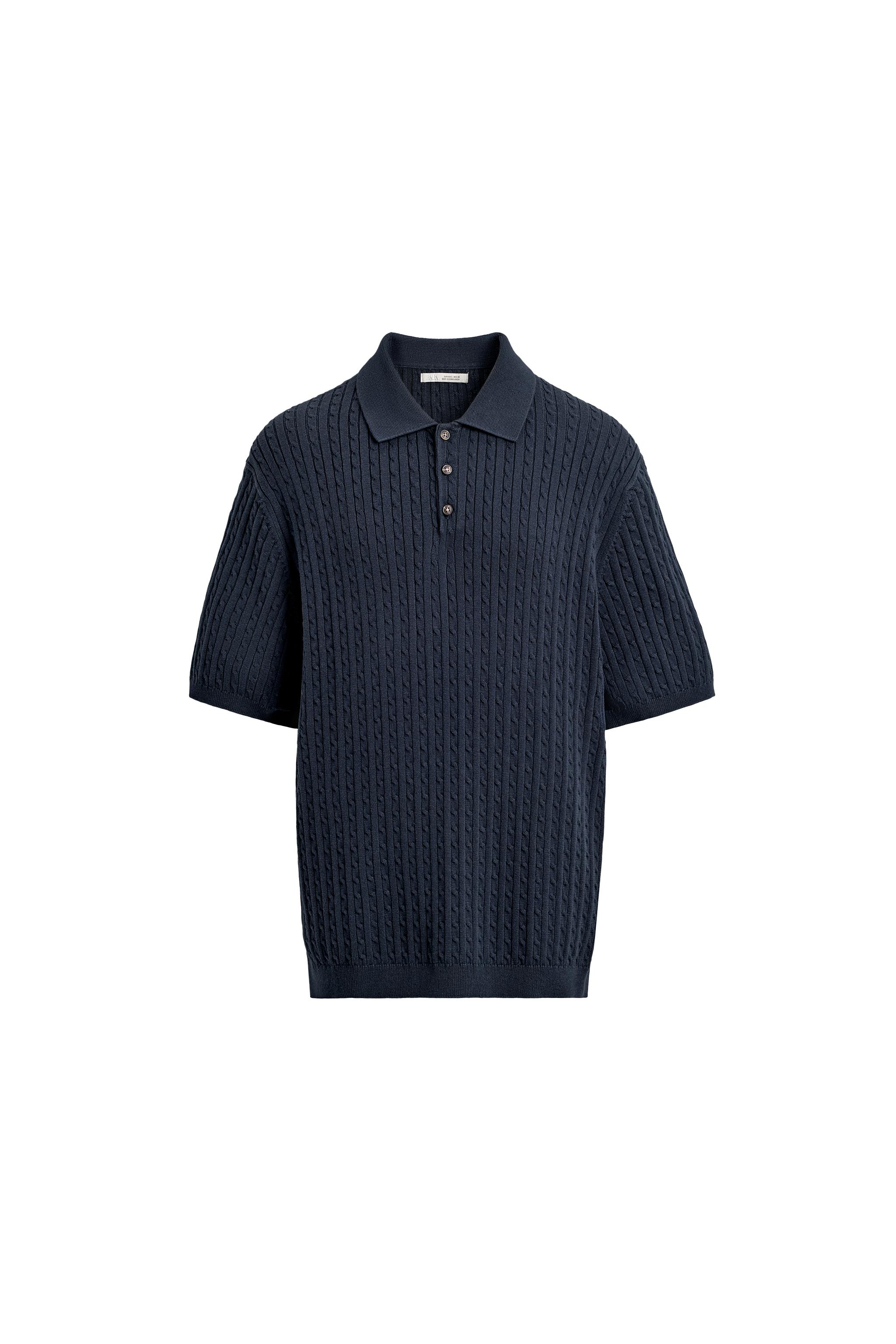 REGULAR FIT KNIT TEXTURED POLO - Navy blue | ZARA United States
