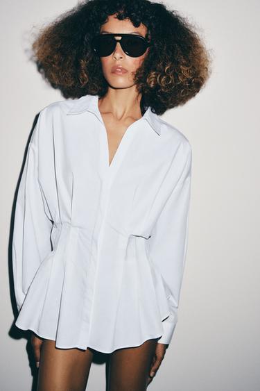 PLEATED POPLIN SHIRT - White by Zara