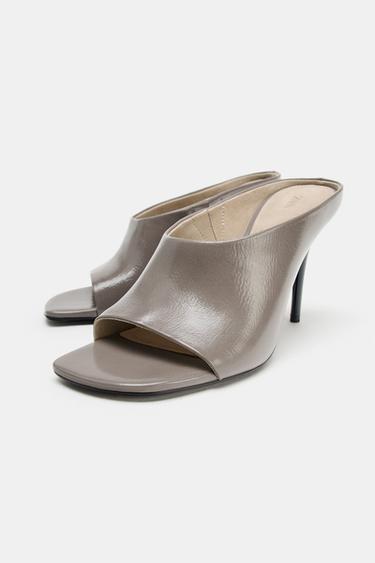LEATHER HEELED MULES - LIMITED EDITION - Grey by Zara - Image 3