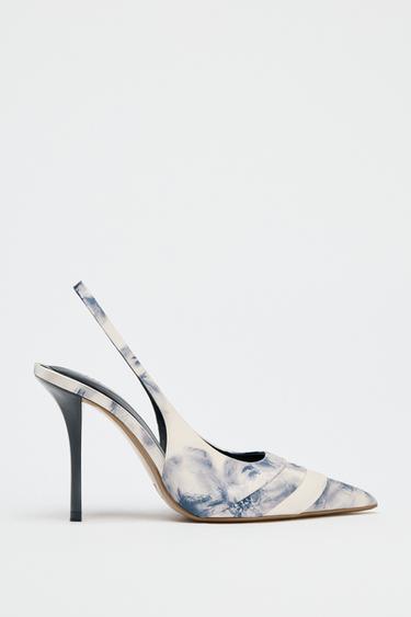 CHAUSSURES OUVERTES À L'ARRIÈRE IMPRIMÉ FLEURS - Bleu de Zara - Image 0
