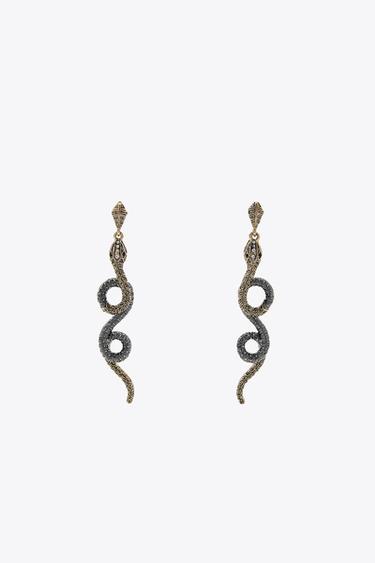MISMATCHED TEXTURED SNAKESKIN PRINT EARRINGS - Golden by Zara