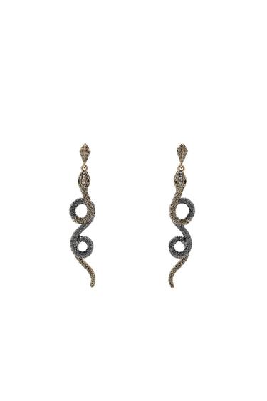 Zara TEXTURED SNAKE EARRINGS - Golden