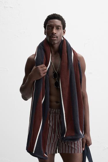 STRIPED BEACH TOWEL - Black / Brown by Zara - Image 1