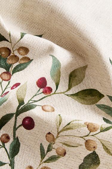 SET OF COTTON CHRISTMAS BRANCH NAPKINS (SET OF 2) - Ecru by Zara - Image 3