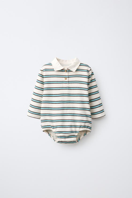 Zara PRUGASTI POLO BODI – Ekru – Slika 0