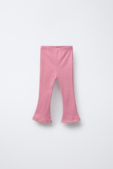 Zara FLARE RIB LEGGINGS - Pink