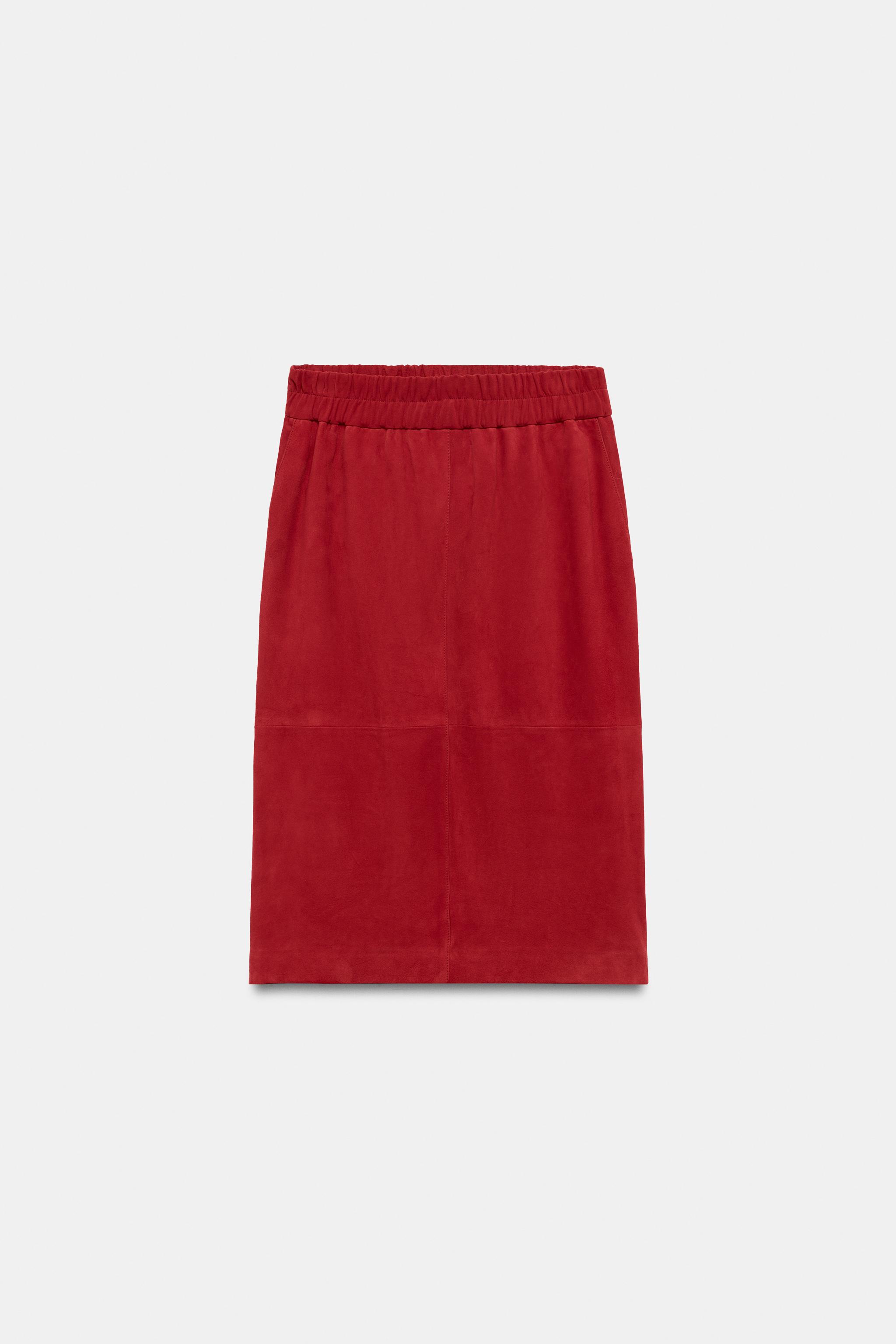 ZW COLLECTION 100% LEATHER MIDI SKIRT