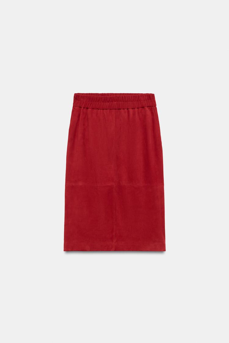 Falda midi de cuero 100% de la colección ZW 5