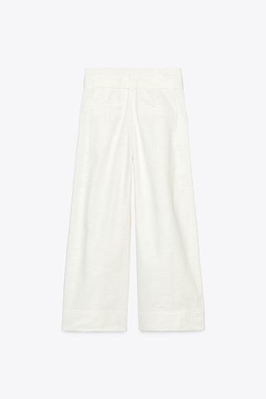 CULOTTE TROUSERS WITH BELT - White by Zara - Image 8