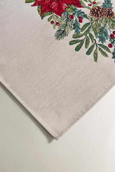 CHRISTMAS HOLLY JACQUARD TABLE RUNNER - Red by Zara - Image 2
