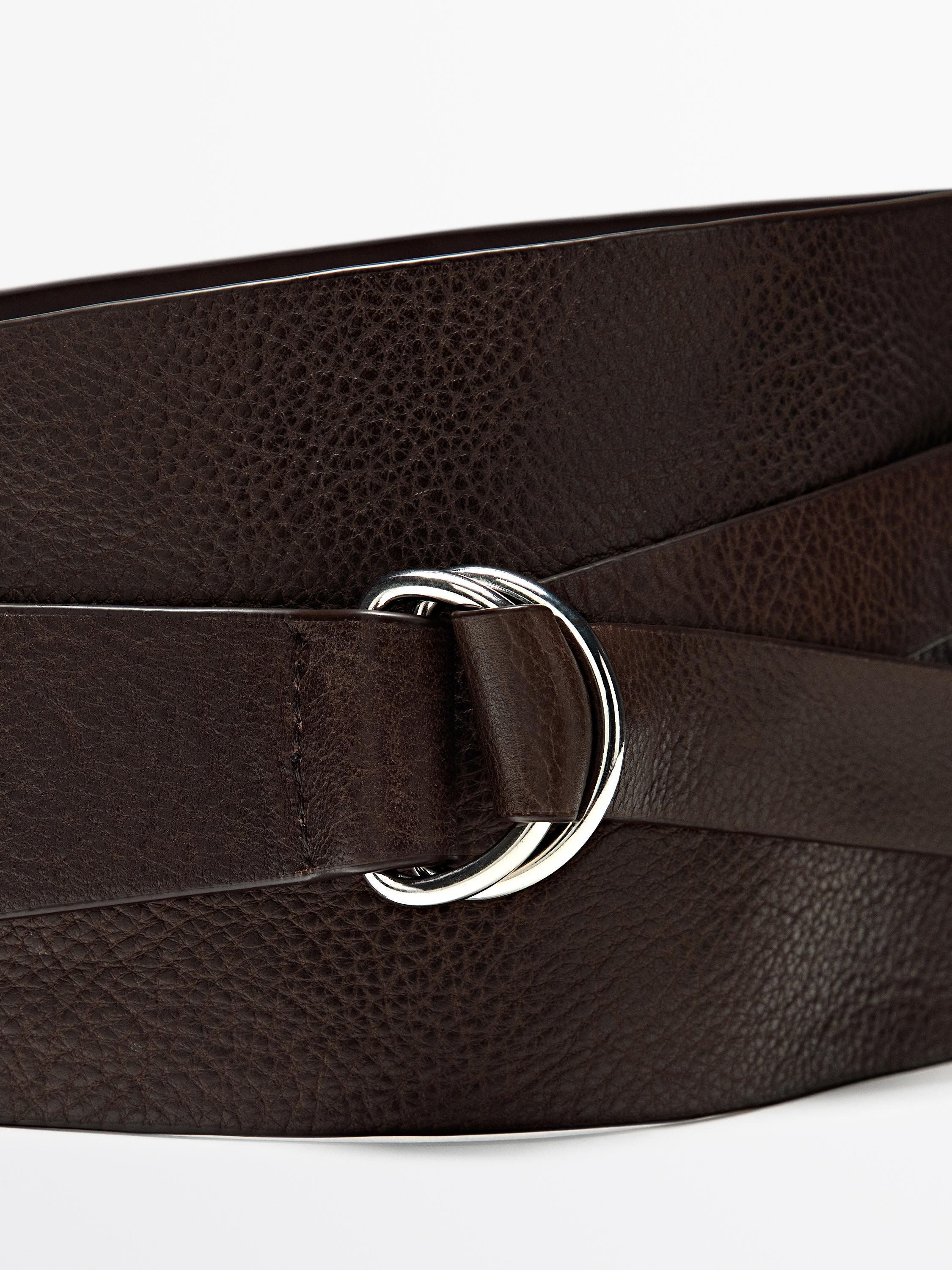 Ceinture obi détail boucle cuir nappa