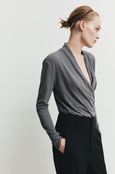 SOFT WRAP BODYSUIT - Grey marl by Zara