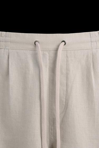 Zara 100% LINEN SHORTS - Beige