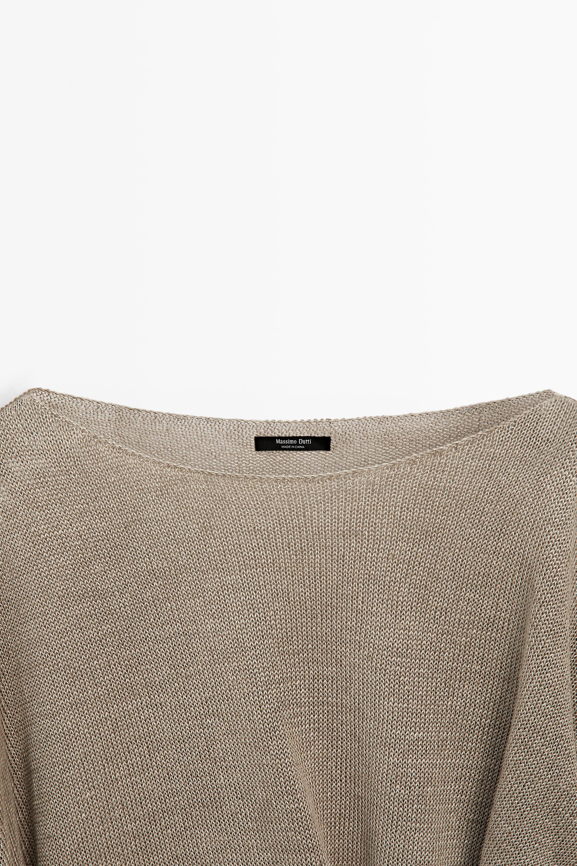 Oversize knit linen sweater with button detail
