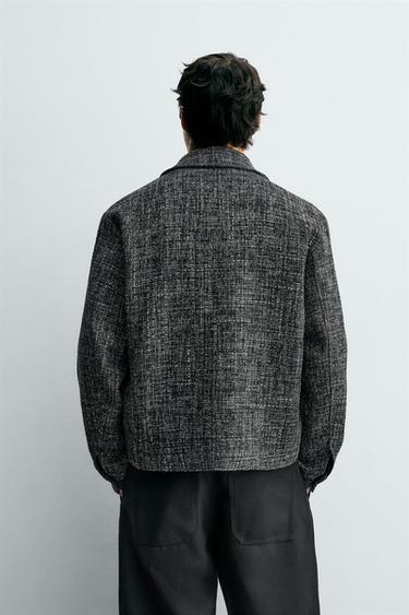 TEXTURED OVERSHIRT WITH POCKETS - charcoal grey by Zara