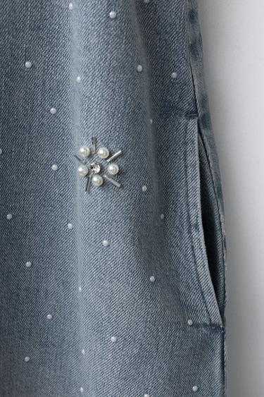 ROBE EN DENIM PERLES - Gris bleu de Zara - Image 3