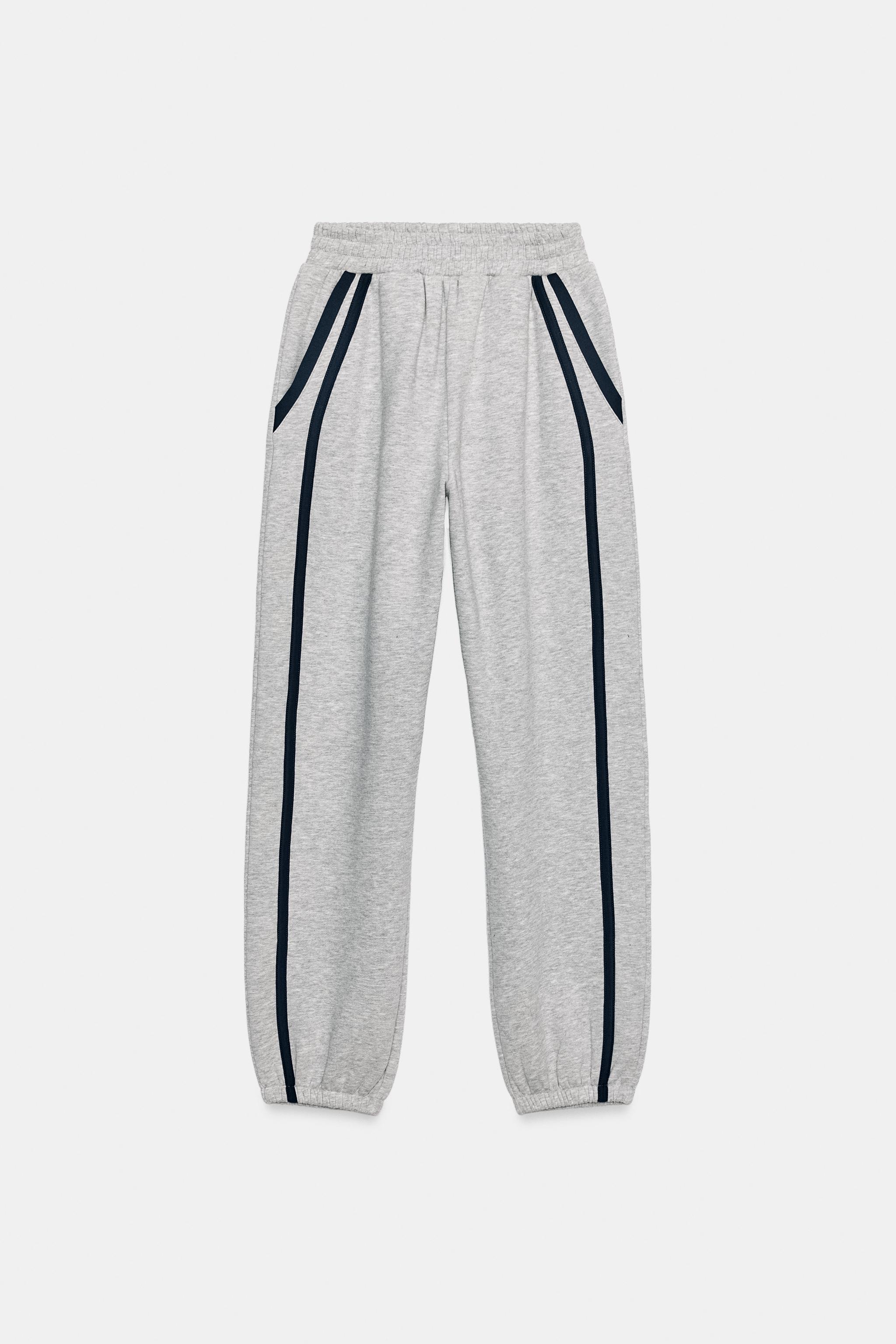 PANTALON EN MOLLETON À BANDE CONTRASTE