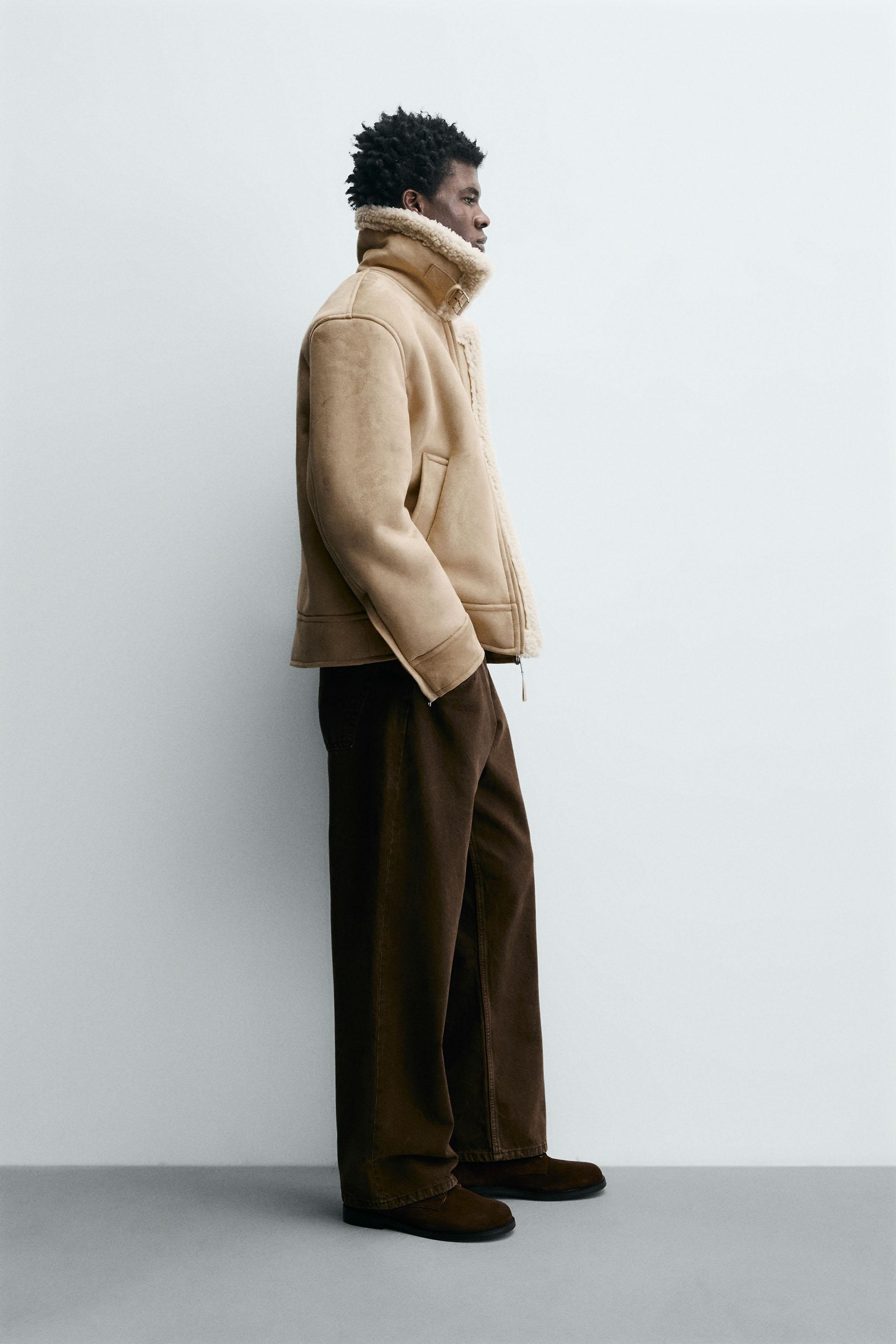 ダブルフェイス フェイクスエードジャケット - ベージュ | ZARA Japan