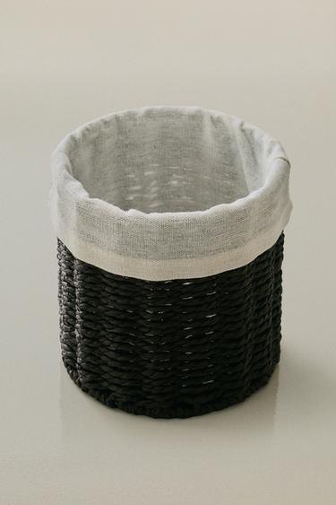 Zara ROUND COTTON-LINED BASKET - Brown