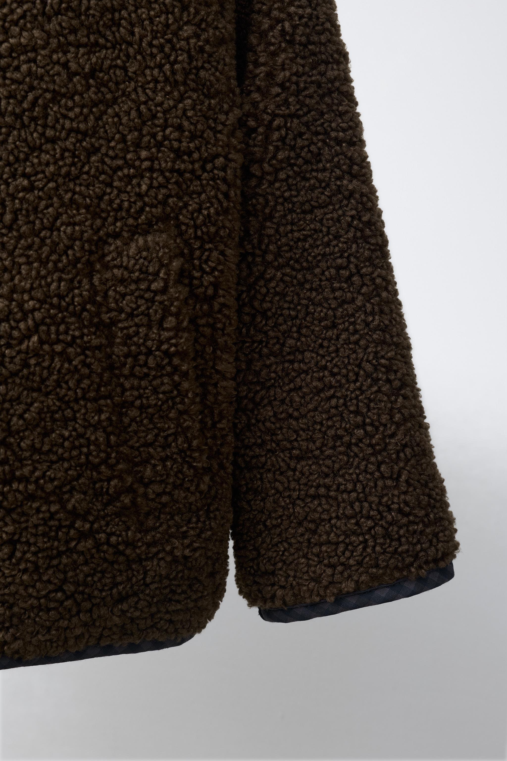 REVERSIBLE CHECKED FAUX SHEARLING JACKET