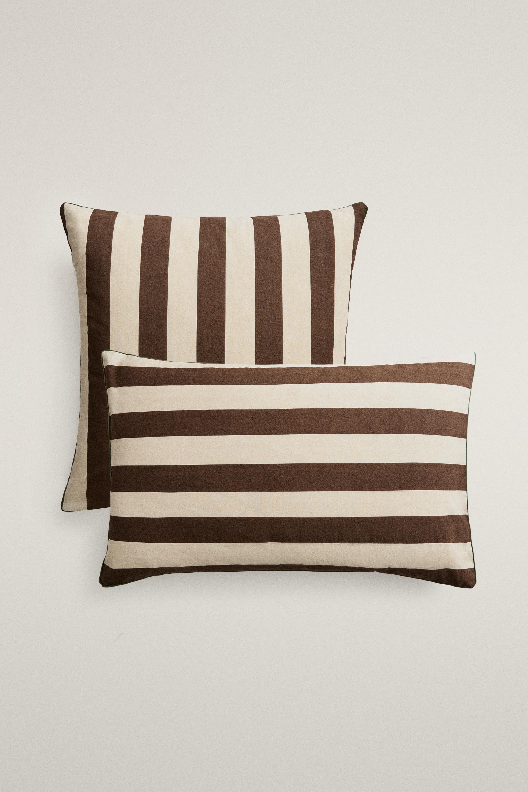 FADED STRIPED COTTON PILLOWCASE