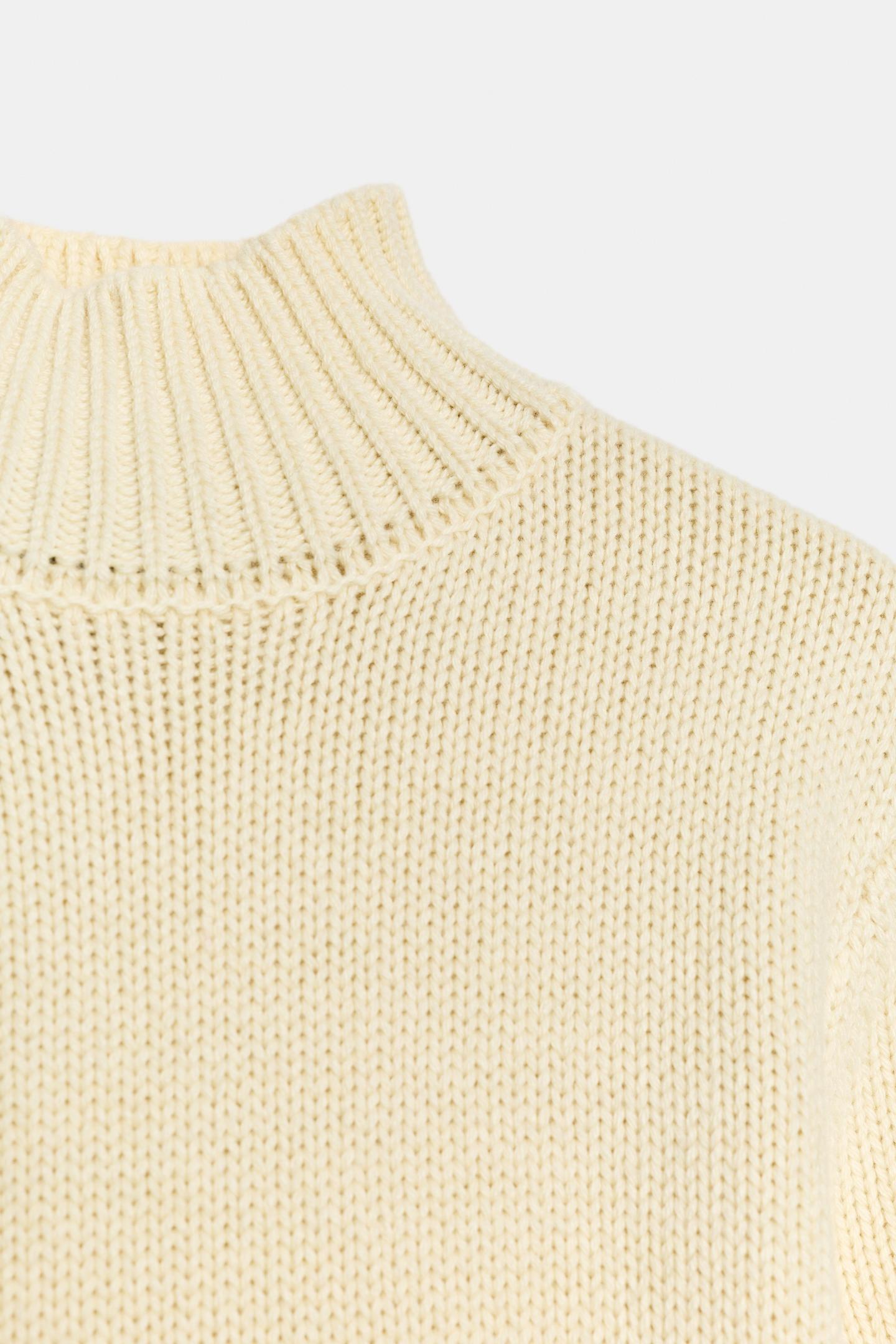 Женский свитер Zara Short Sleeve Knit, цвет: Экрю — фото 7