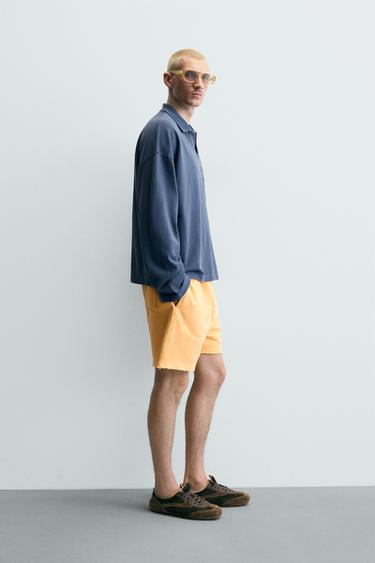 POLO RELAXED FIT EN PIQUÉ AVEC PATCHS CHIFFRES - Bleu de Zara - Image 3