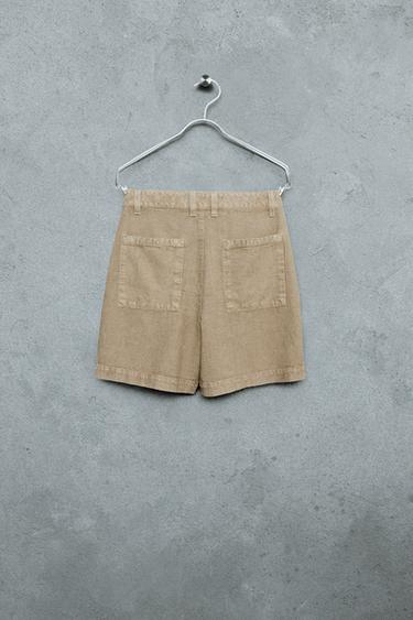STORIESZ - LINEN BLEND BERMUDA SHORTS WITH DARTS - Mink by Zara - Image 1